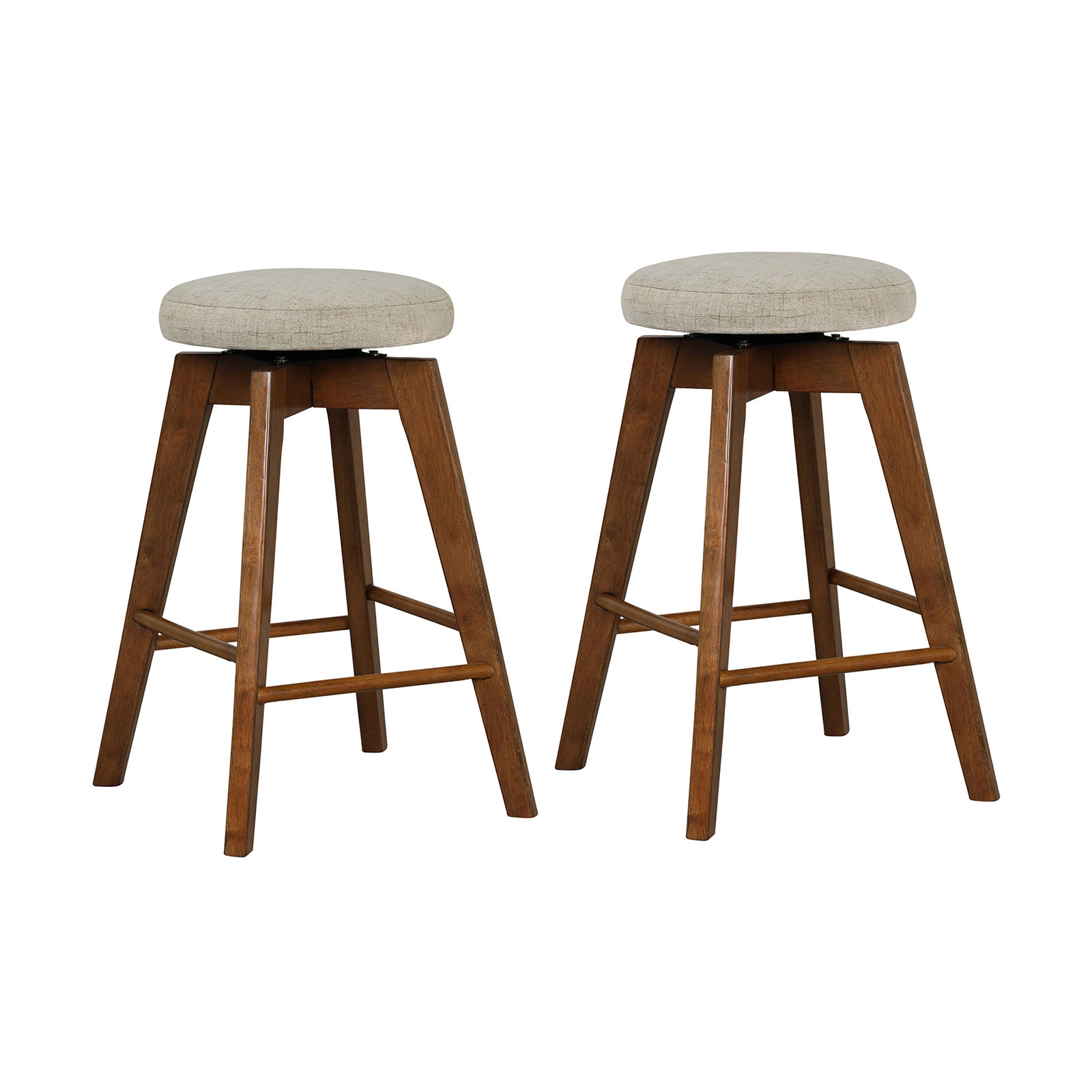 SUGIFT Backless 26-in Swivel Bar Stools 330-lb Capacity for 35-39 in Counters Beige and Brown