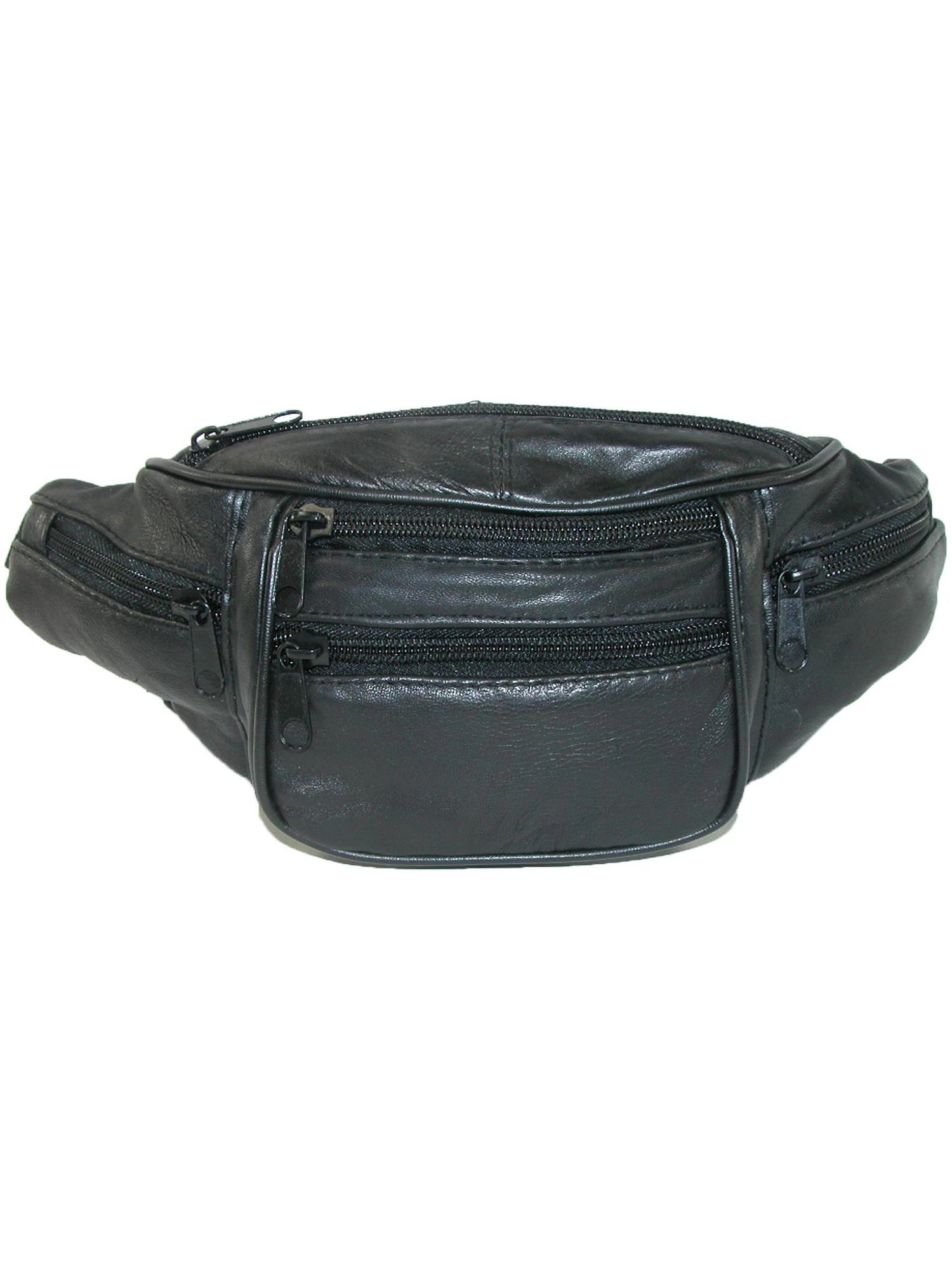 CTM® Leather 6 Pocket Fanny Waist Pack