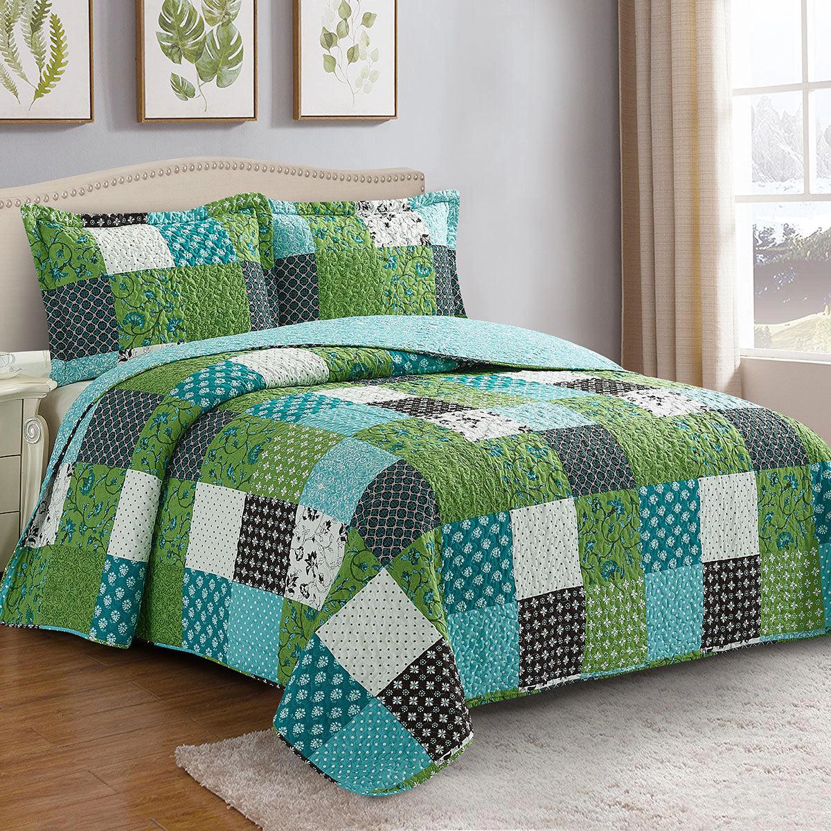 Egyptian Linens Rebekah Spring Garden Wrinkle Free Oversized Quilt Coverlet Set