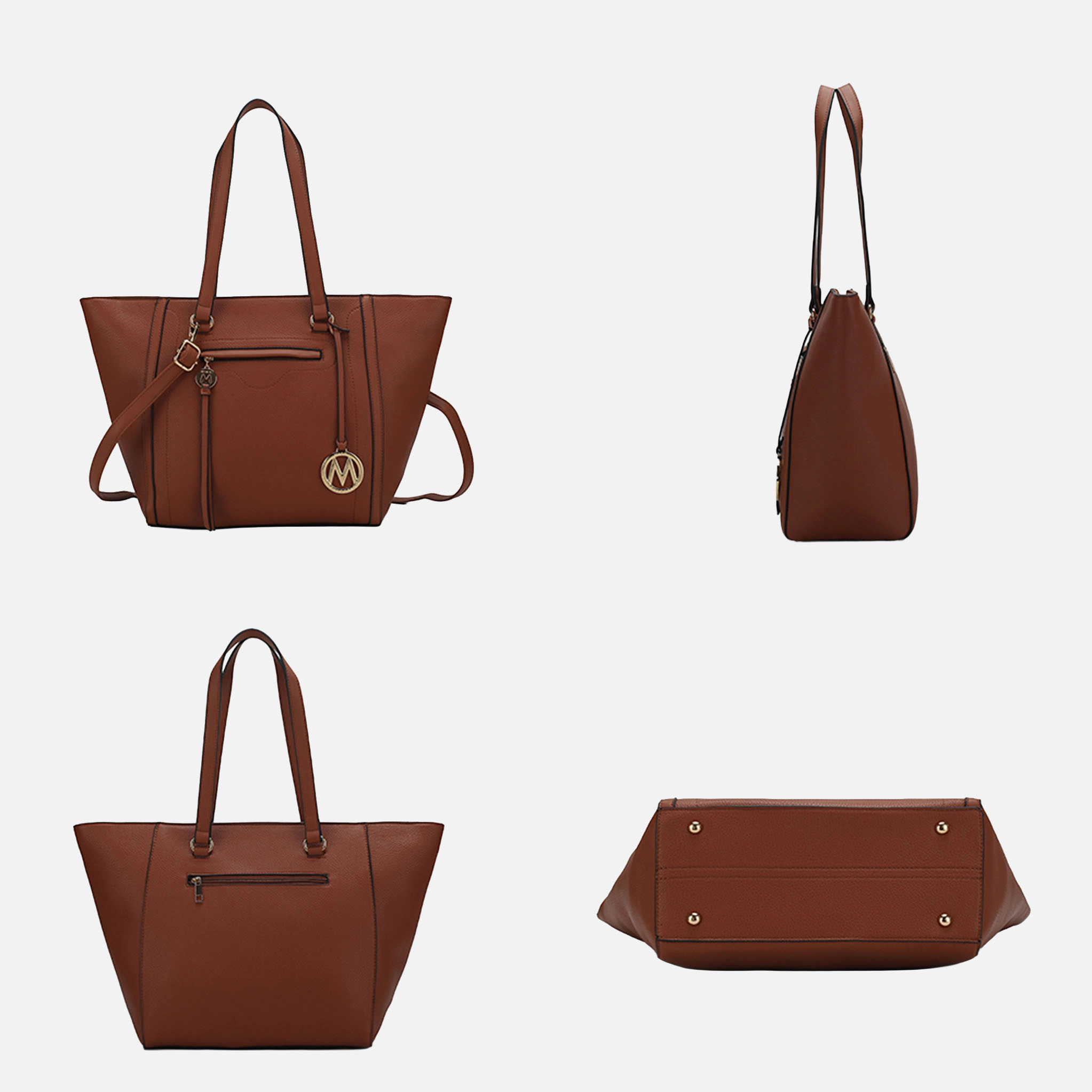Mia K Collection Alexandra Tote Bag - Pebbled Vegan Leather Large Carryall with Matching Wallet