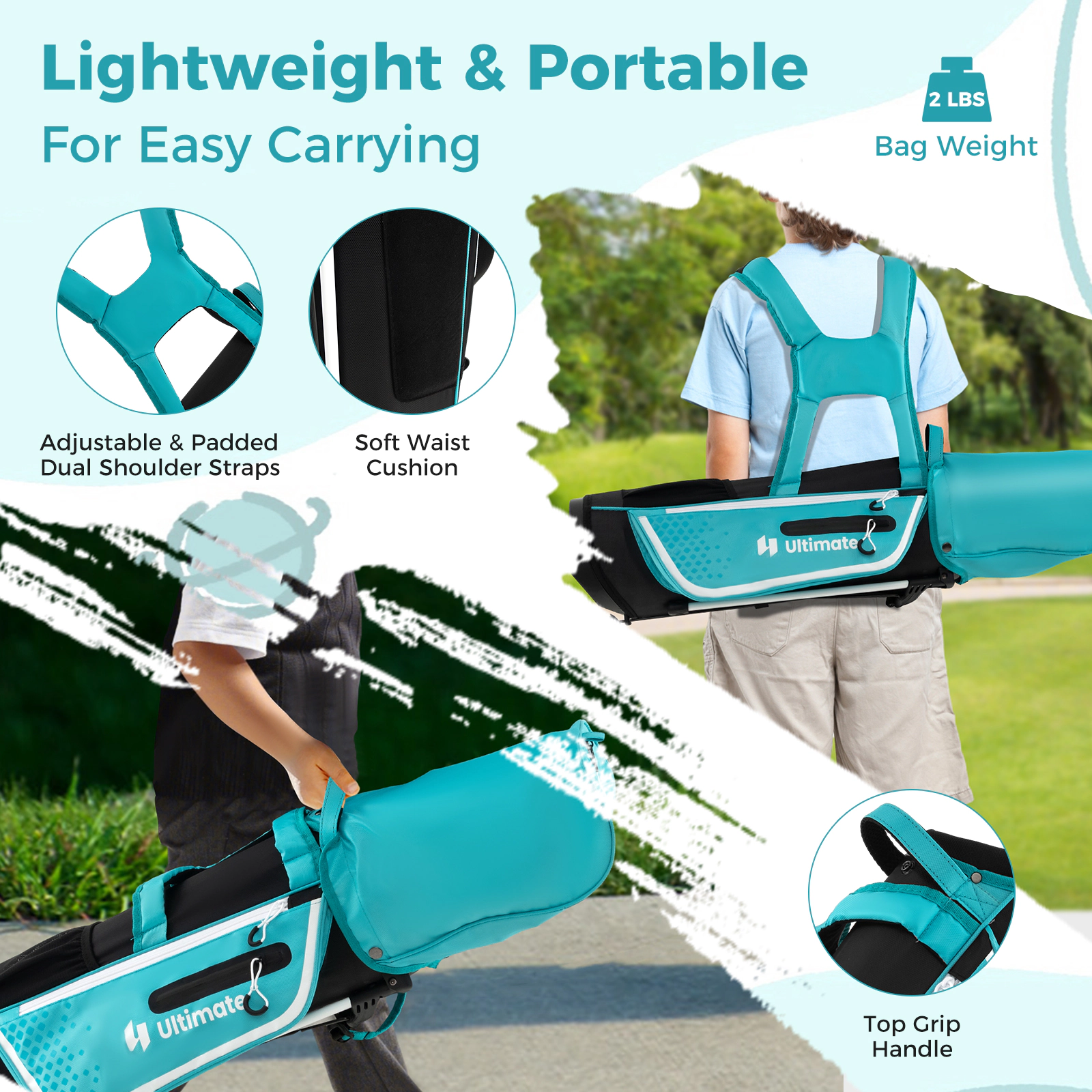 LJG Junior Complete Golf Club Set for Kids with Rain Hood Right Hand Children Age 8-10 Years Old