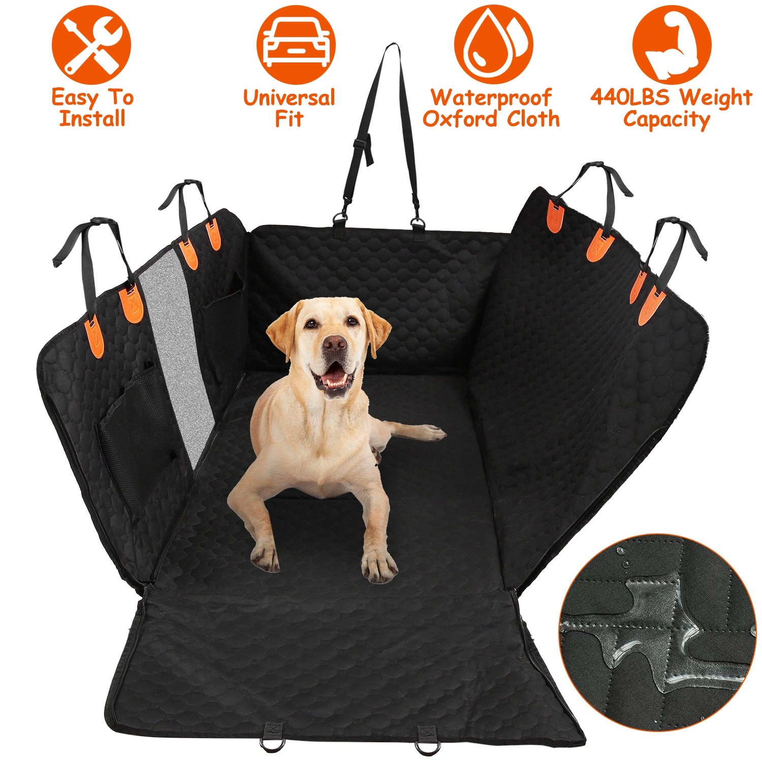 GBruno Waterproof Dog Car Back Seat Cover With Mesh