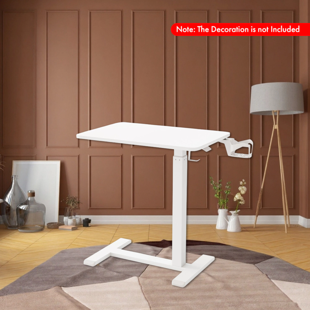Hivvago Height Adjustable Rolling Overbed Table with Cup Holder for Bedside Use