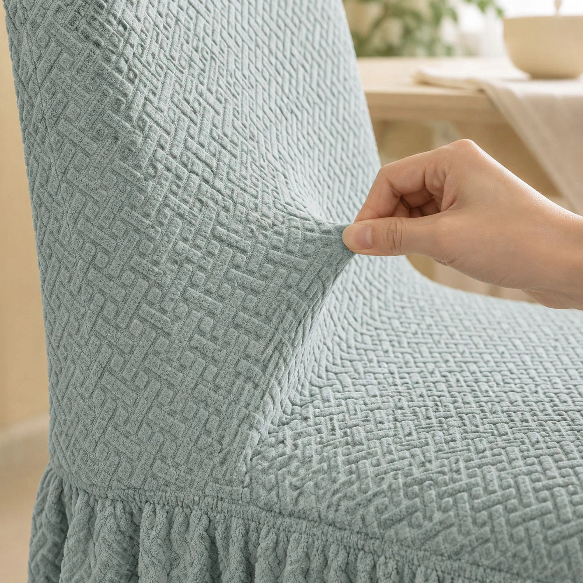 Alilang Textured Stretch Dining Chair Cover with Ruffled Skirt