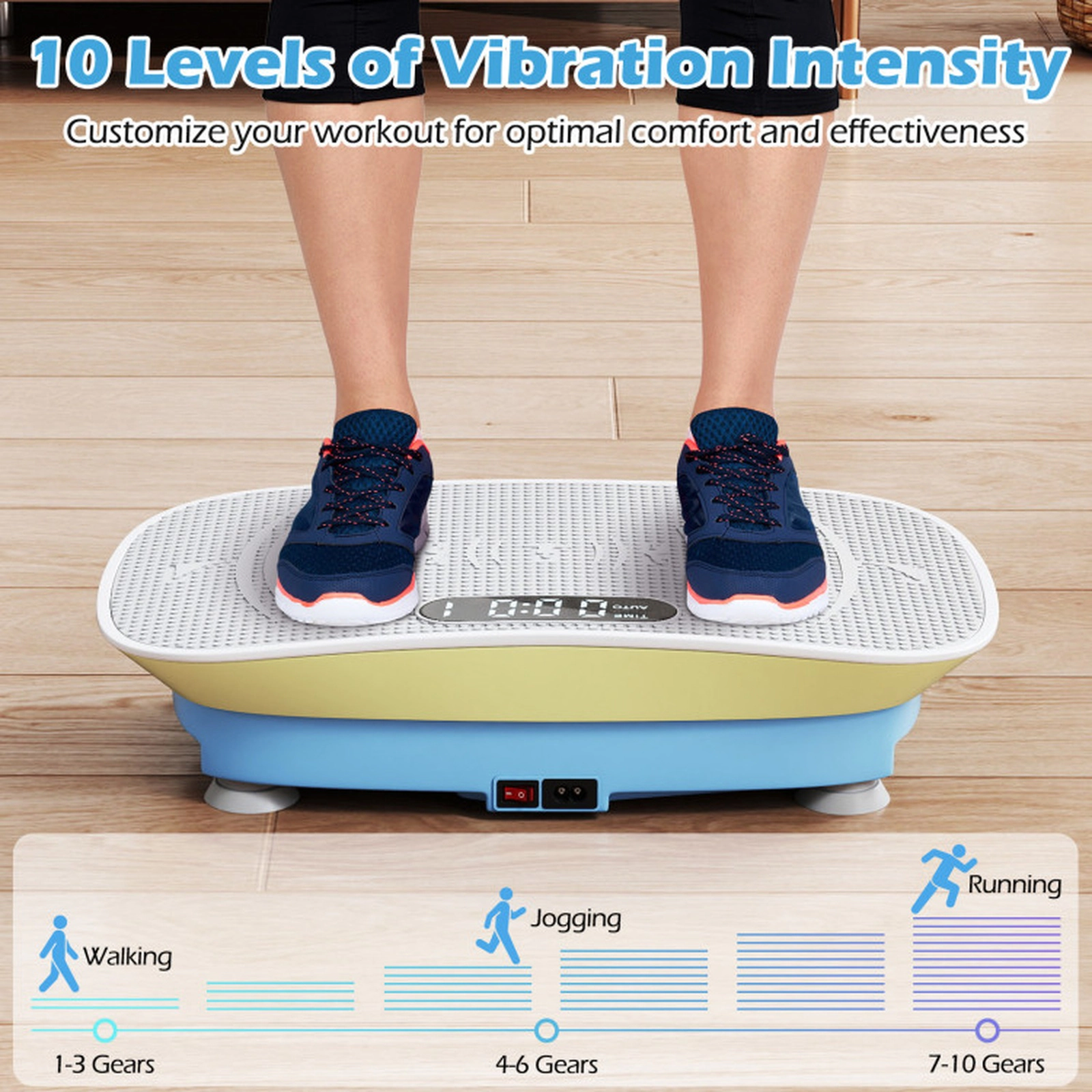 SUGIFT Green 220-lb Capacity 10-Speed Lymphatic Drainage Vibration Plate Exercise Machine with LED Display
