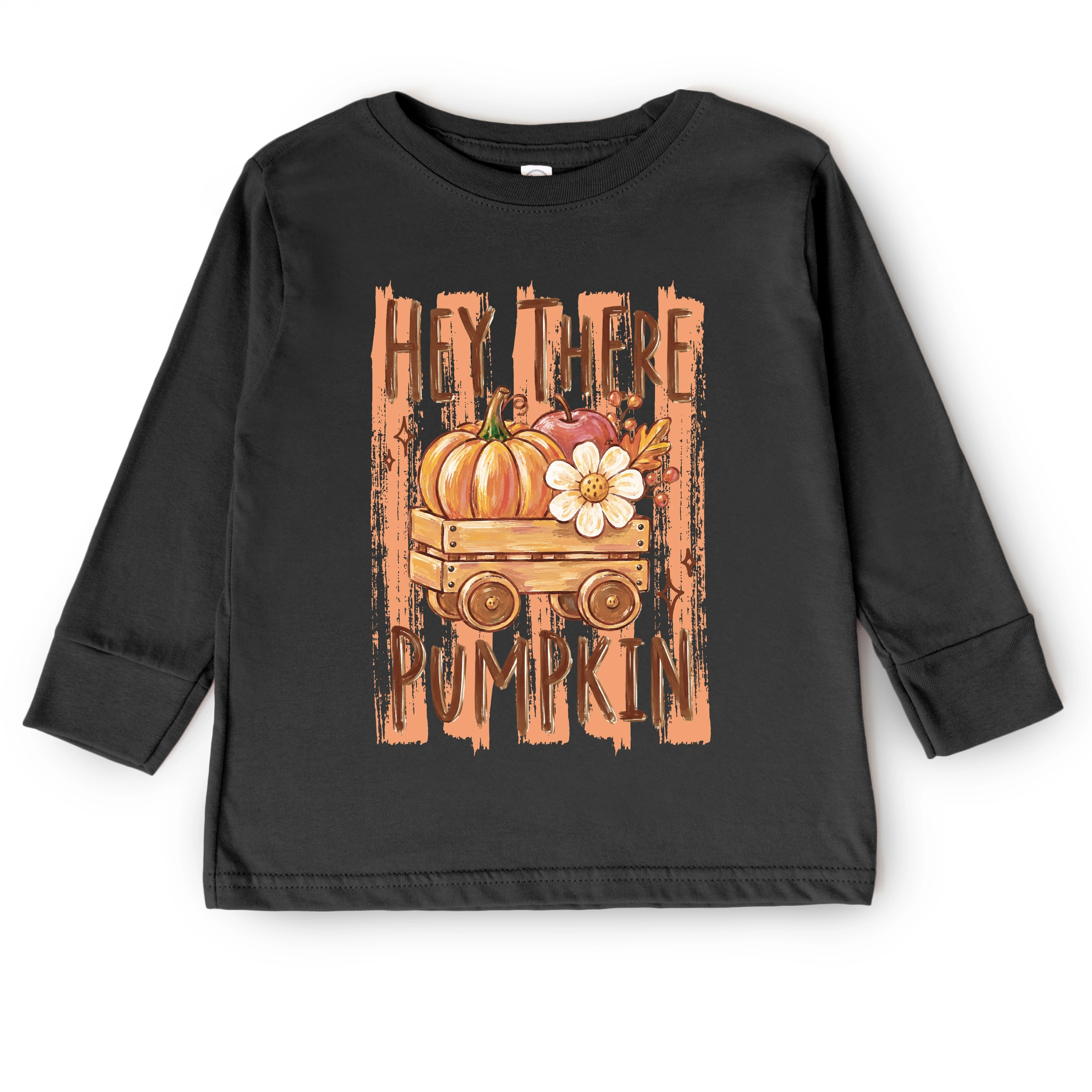 The Juniper Shop  - Toddler Long Sleeve Graphic Tee Hey There Pumpkin Stripes