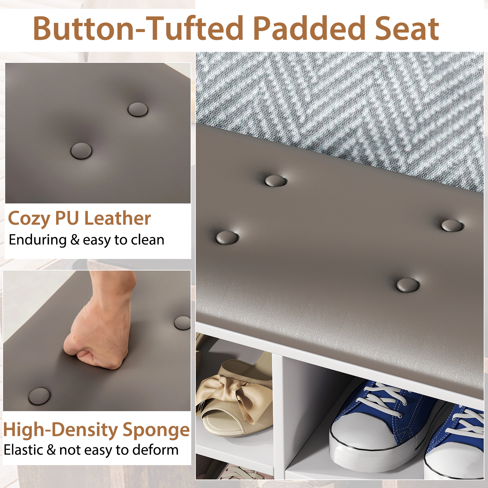 Hivvago Entryway Storage Bench with Shoe Rack