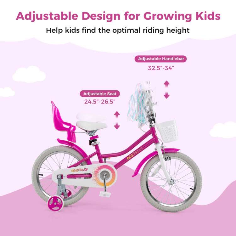 Hivvago Kids Bike 18 Inch with Training Wheels and 2 Brake System for 3-8 Years Old