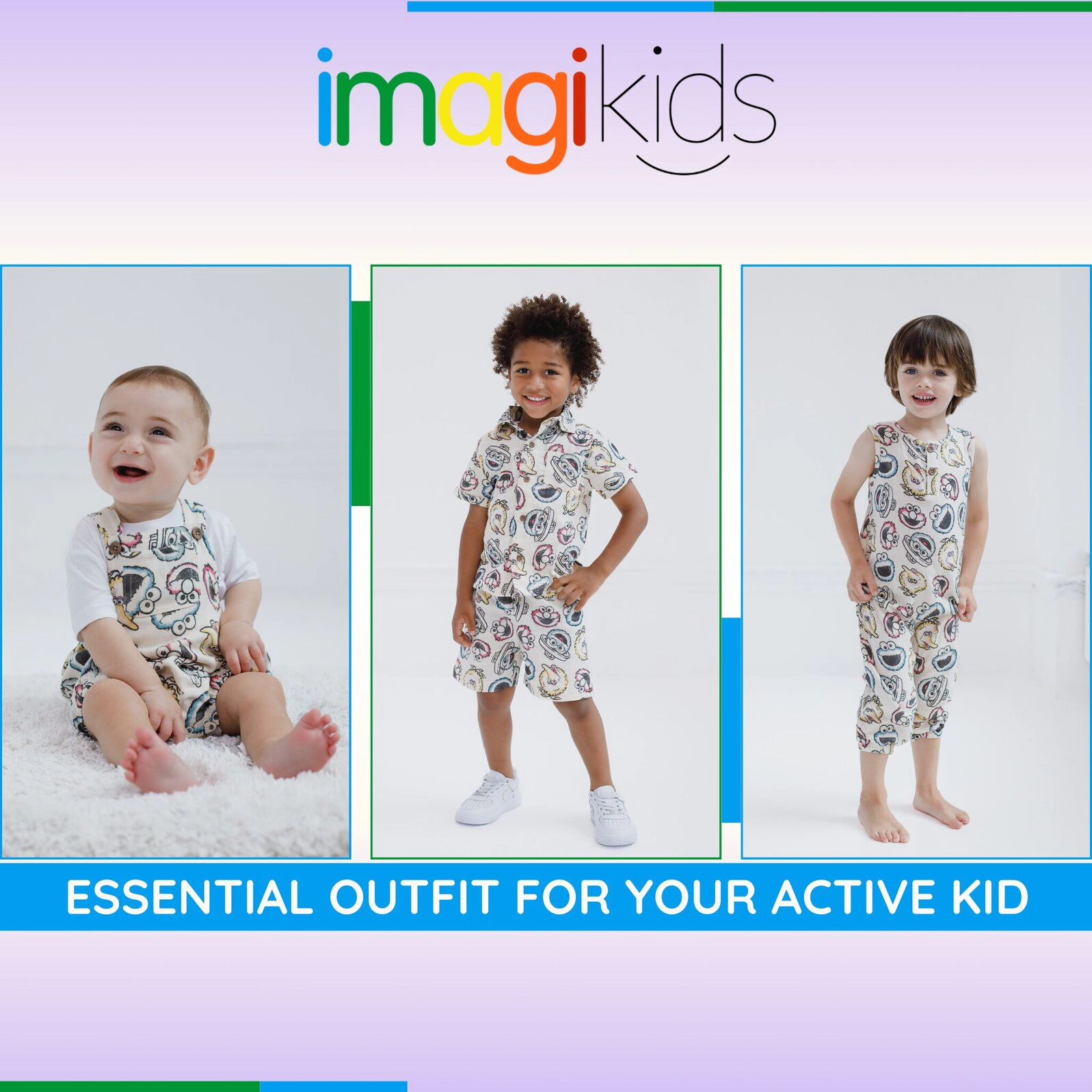 Sesame Street Gauze One Piece Romper Dress and Shorts Set