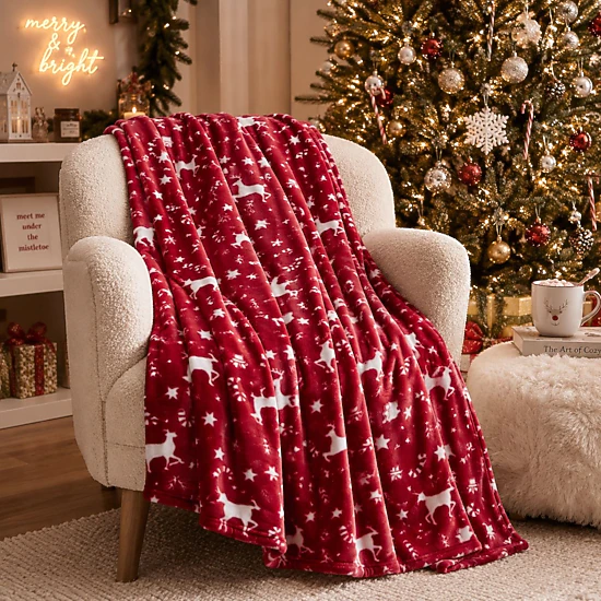 Kate Aurora Candy Canes & Christmas Reindeer Ultra Soft & Plush Accent ...