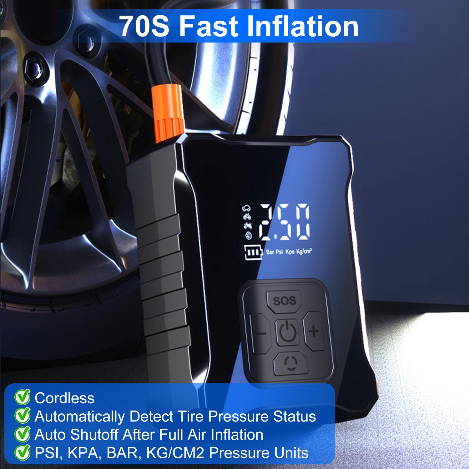GBruno 150PSI Digital Tire Inflator With LED Light
