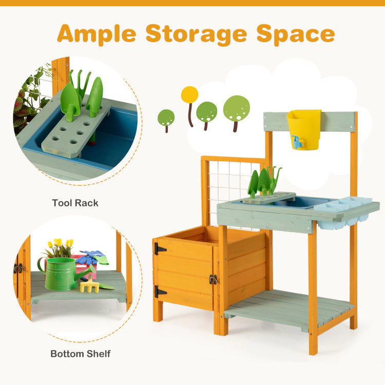 Hivvago Kids Outdoor Potting Bench with See-Through Window