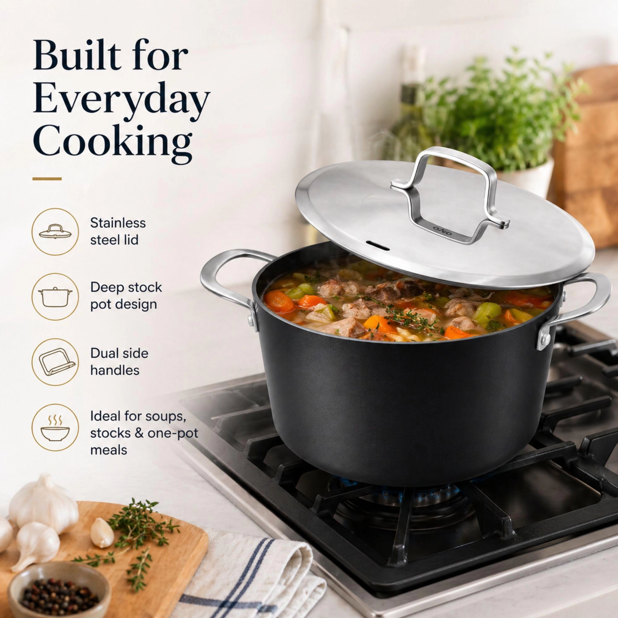 Alva Maestro 4-Piece Ceramic Nonstick Cookware Set - 4 QT Sauté Pan & 4.5 QT Stockpot with Lids