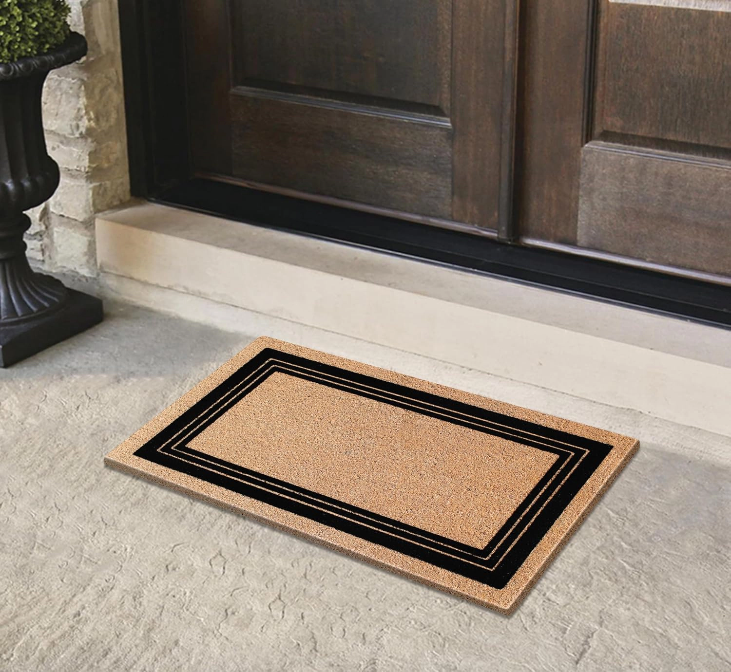 A1 Home Collections Coir Flocked Door Mat 24x39 Inches Anti-Shed Heavy Duty Durable Triple Classic Border Flock