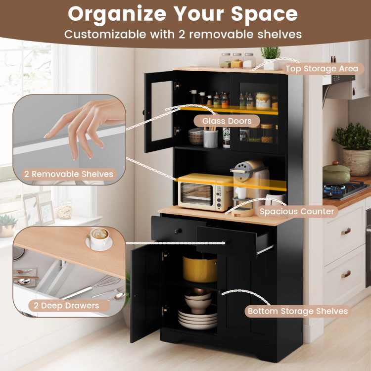 Hivvago Pantry Cabinet With 2 Removable Shelves