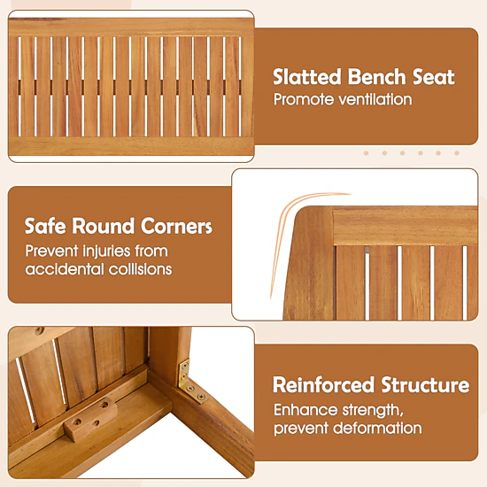 SUGIFT Set of 2 48-Inch Natural Acacia Wood Outdoor Dining Benches
