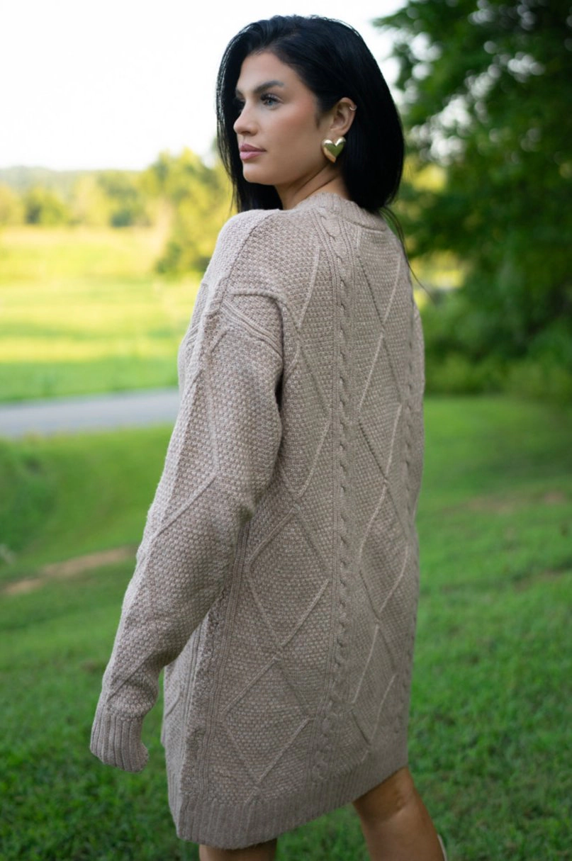 Threaded Pear Women's Aura Cable Knit Sweater Dress