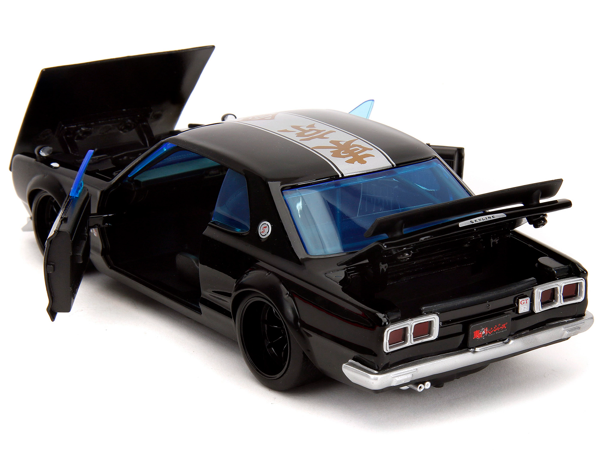 Jada 1971 Nissan Skyline GT-R RHD (Right Hand Drive) Black with Silver Stripe and Mikey Diecast Figure "Tokyo