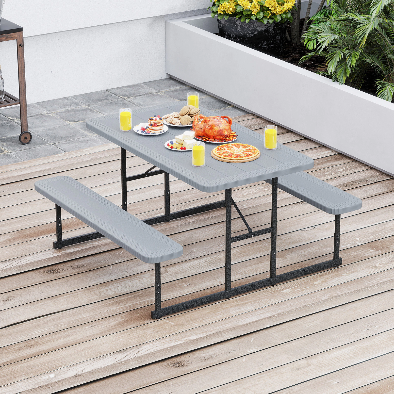 SUGIFT Outdoor Picnic Table Bench Set for 2-4 People 135-lb Table 330-lb Bench Capacity
