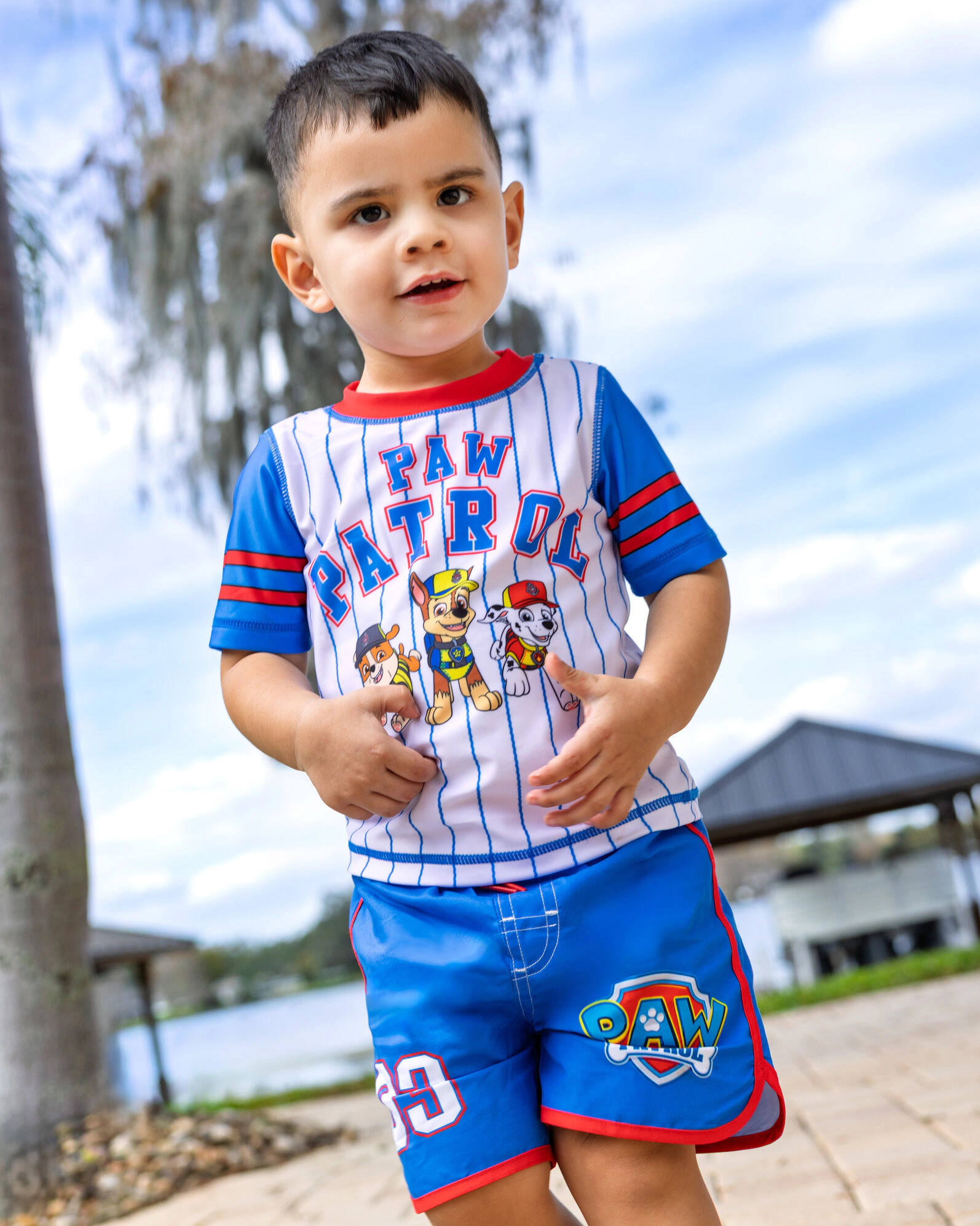 Nickelodeon Paw Patrol Boys' Swimwear 2-Piece Rash Guard and Swim Trunks Set UPF 50+