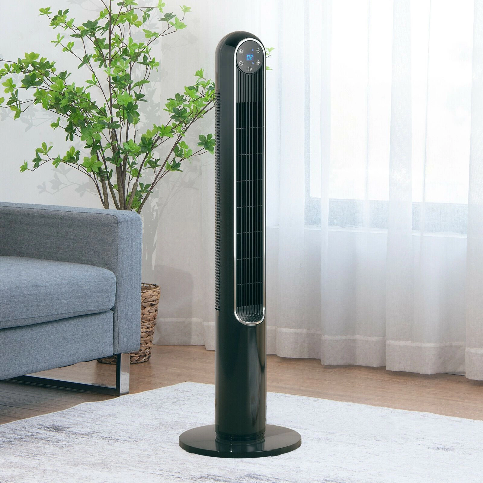 SlickBlue 42-Inch Bladeless Tower Fan with Remote Control and 14 Wind Settings
