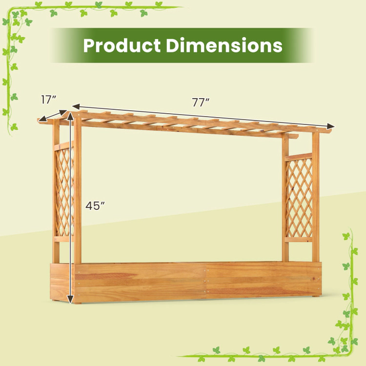 Hivvago 45 Inch Wooden Raised Garden Bed with Lattice Trellis for Outdoor