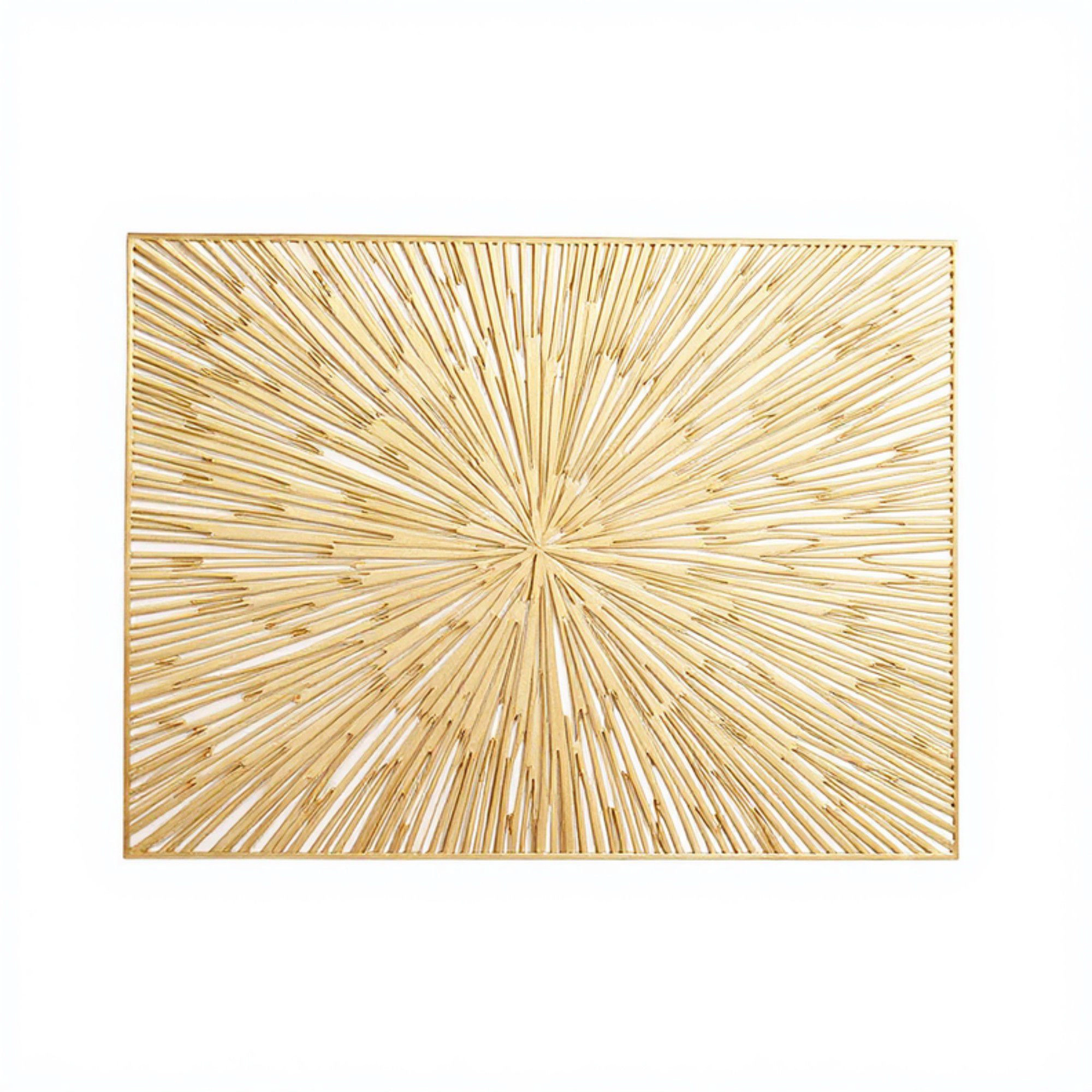 Alilang Unisex 4-Piece Rectangular Woven Rattan Placemat with Radiating Sunburst Design