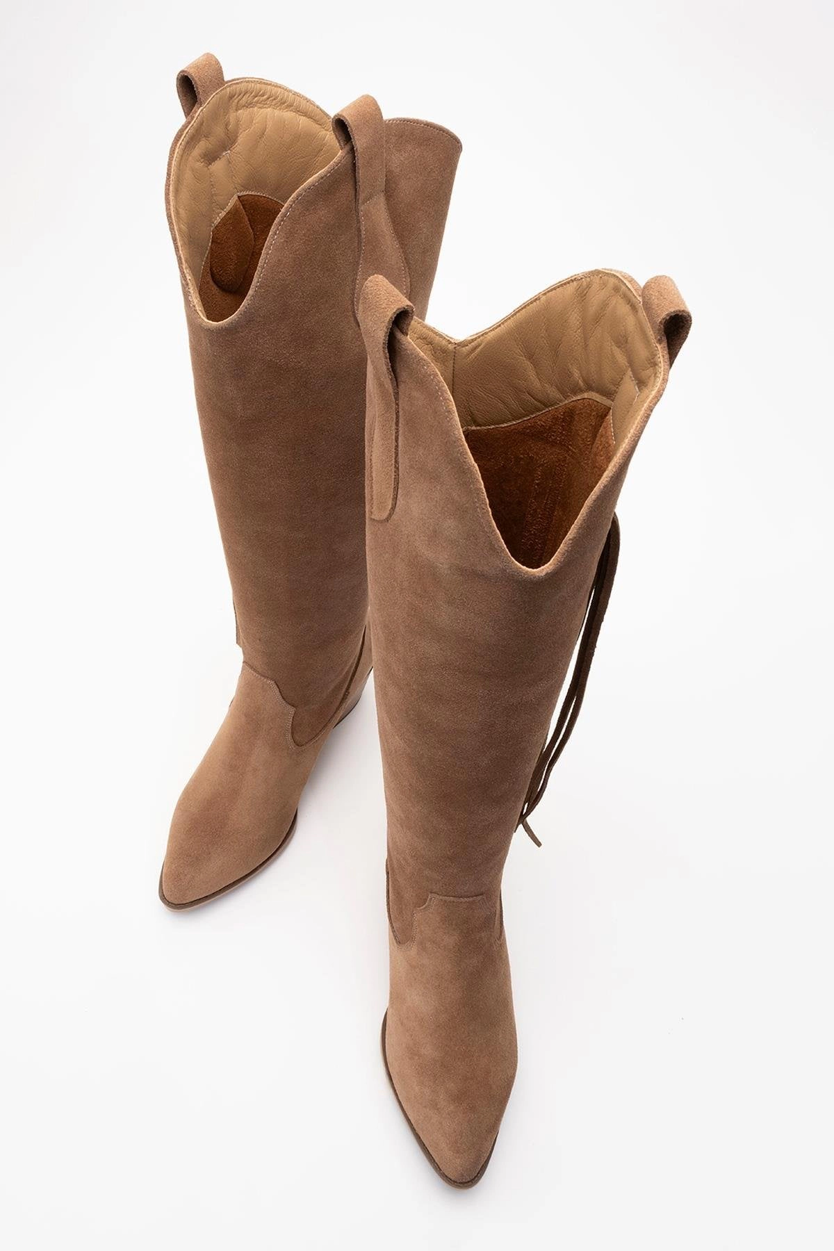 Forever & Always Womens Rios Leather Fringe Knee High Boots