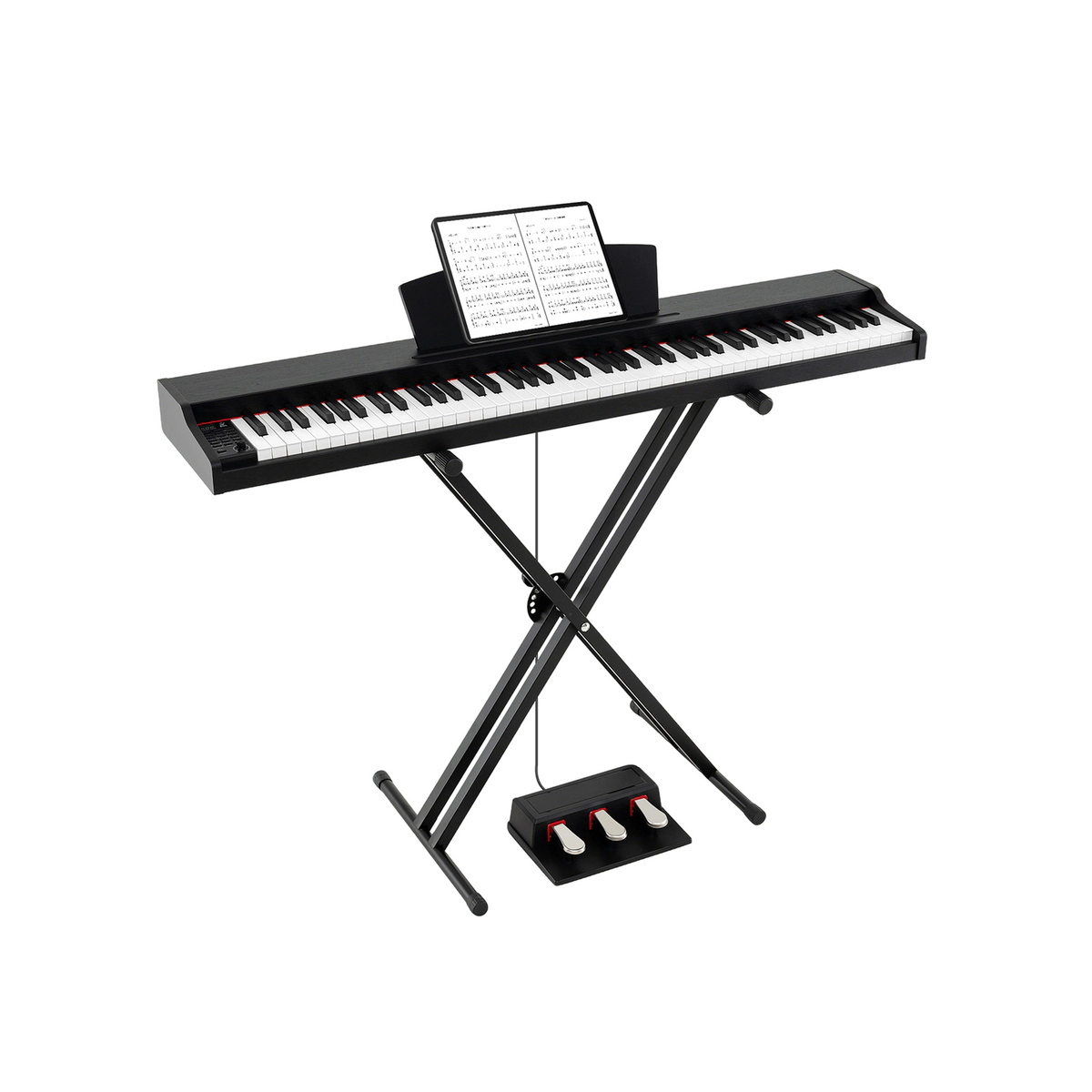 SUGIFT Black 88-Key Electric Keyboard Piano with 7-Level Adjustable Stand and Triple Pedals 51-in W 10.5-in D