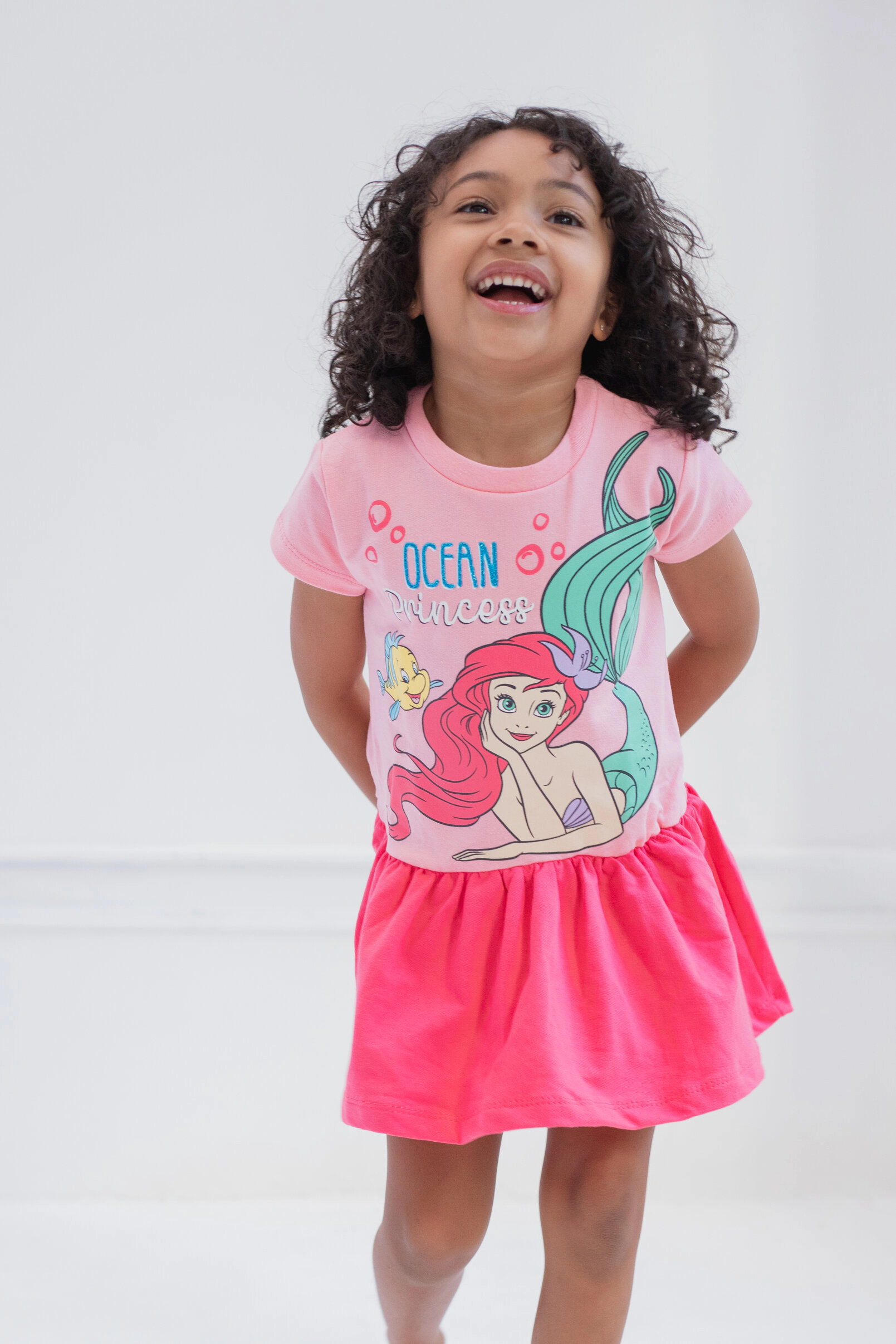 Disney Princess Girls' Glitter Short Sleeve Dress