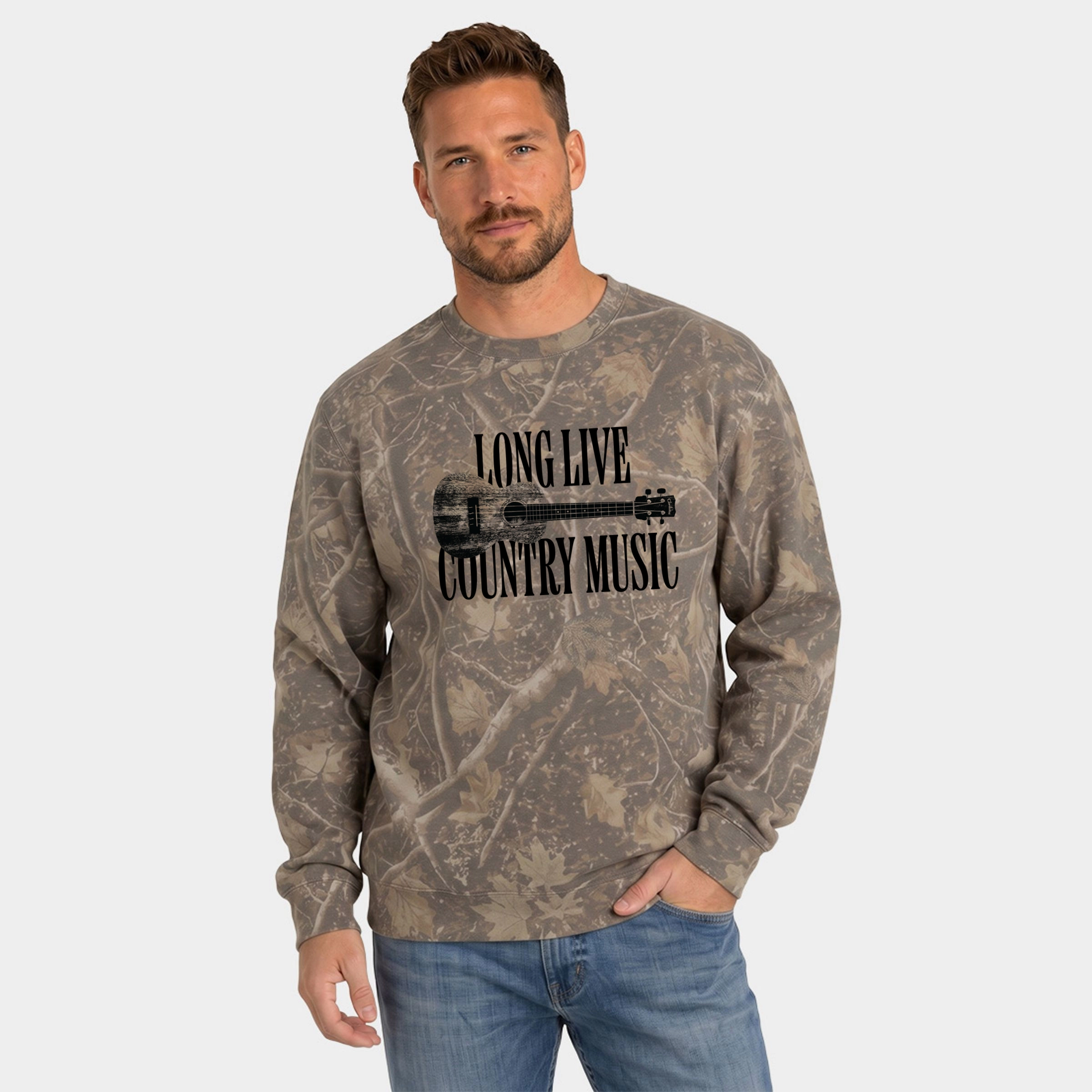 Simply Sage Market - Men's Camo Sweatshirt Long Live Country Music