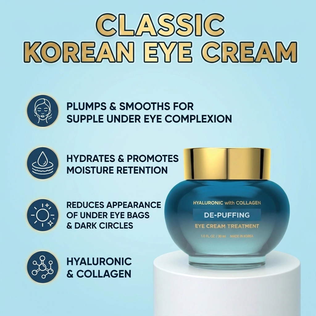Lovery Hyaluronic Collagen De-Puffing Eye Cream - Korean Skincare Hydrating Eye Treatment