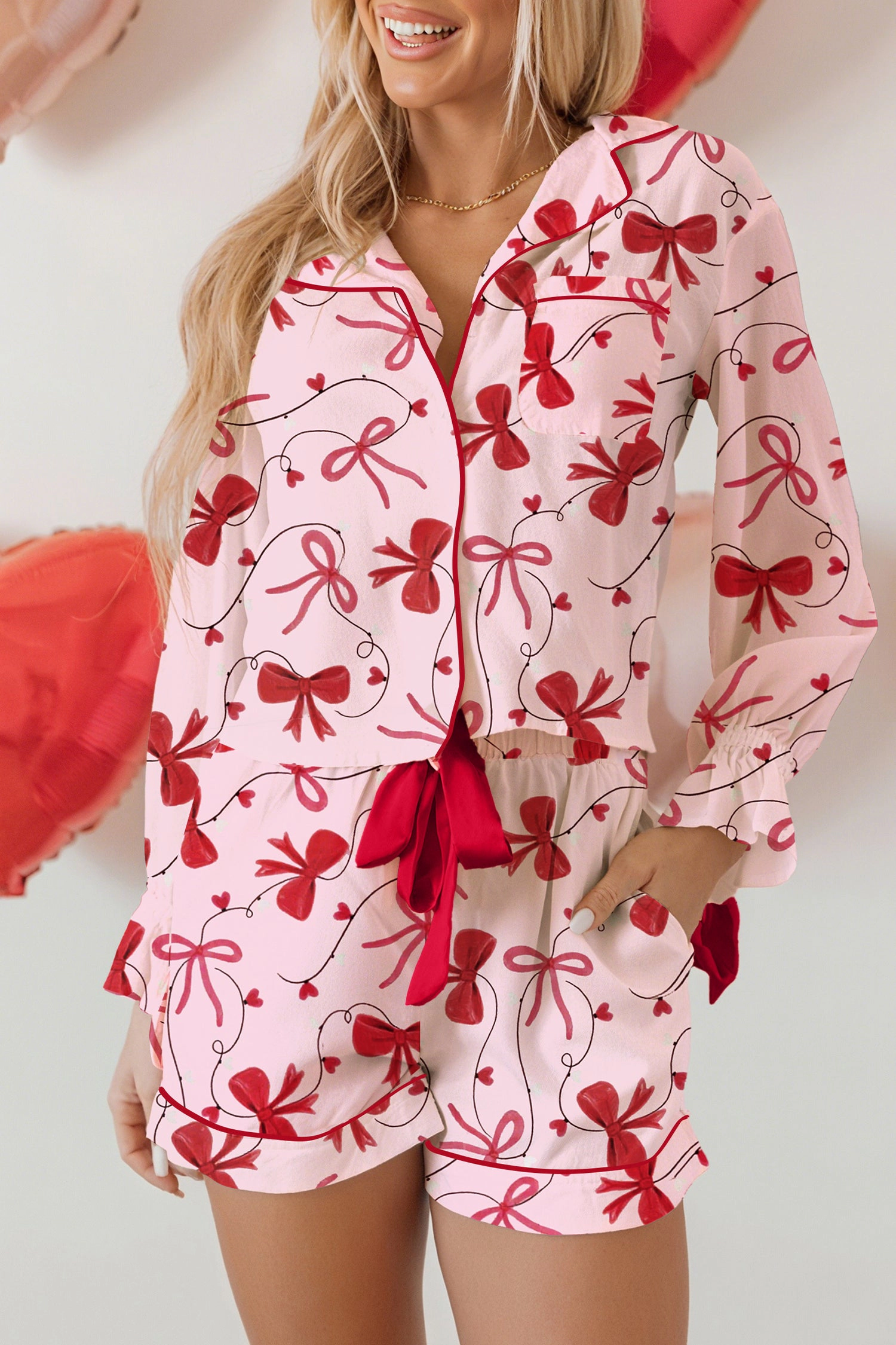 Threaded Pear Women's Laurel Pcs Pajama Set Long Sleeve Top