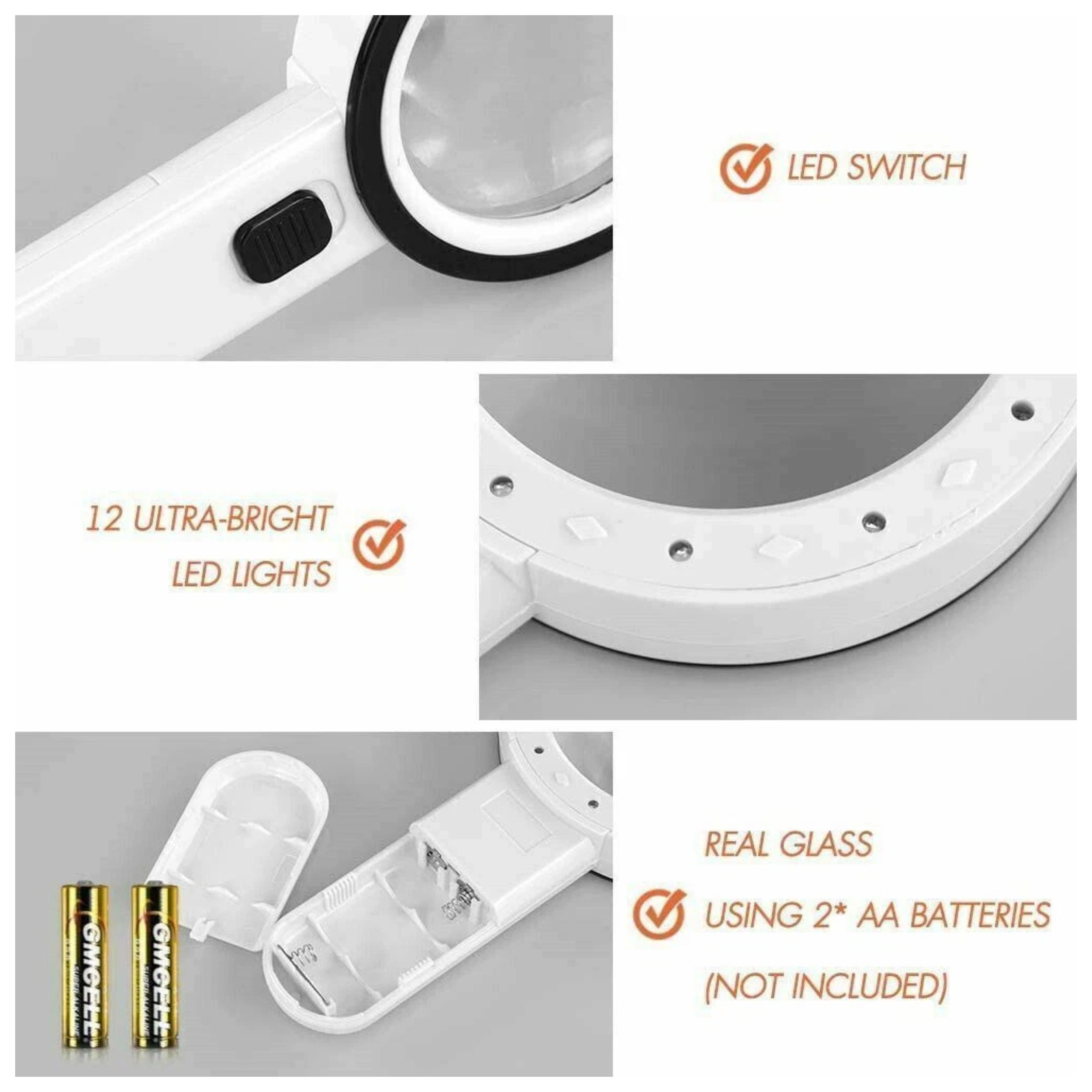 Home Collection 30X LED Handheld Magnifying Glass with 12 Bright Lights