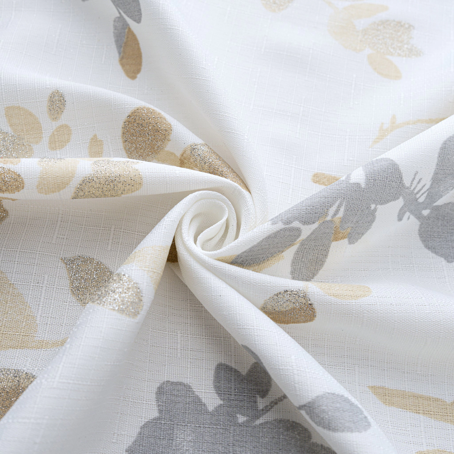 Olivia Gray 100% Polyester 140 GSM Aiden Printed Textured Grommet Curtain Panel 54" x 84" Taupe