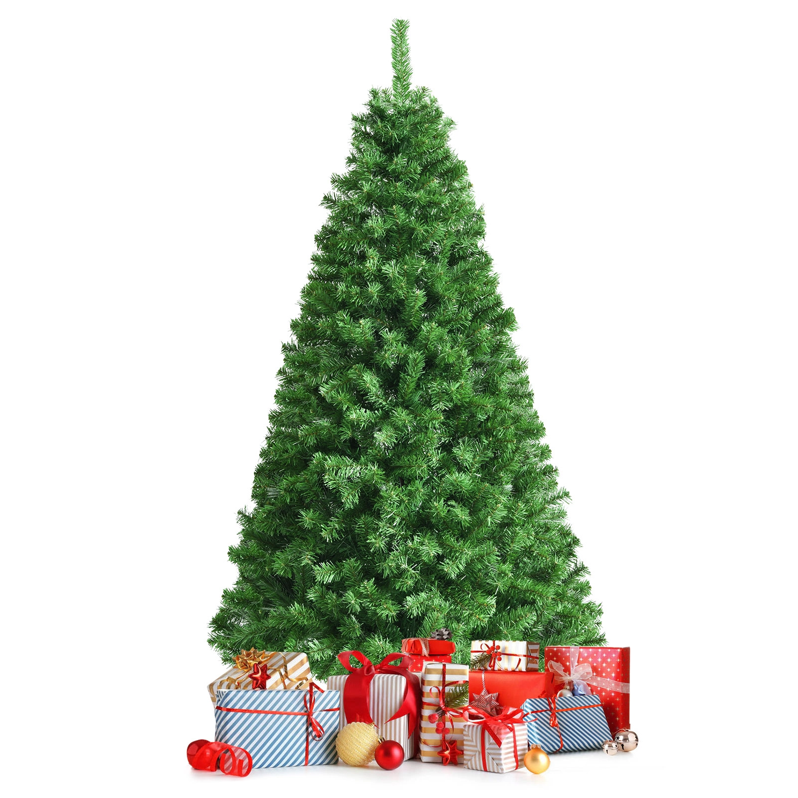 SUGIFT 6 ft Fiber Optic Christmas Tree Pre-Lit Green Spruce with 617 Branch Tips