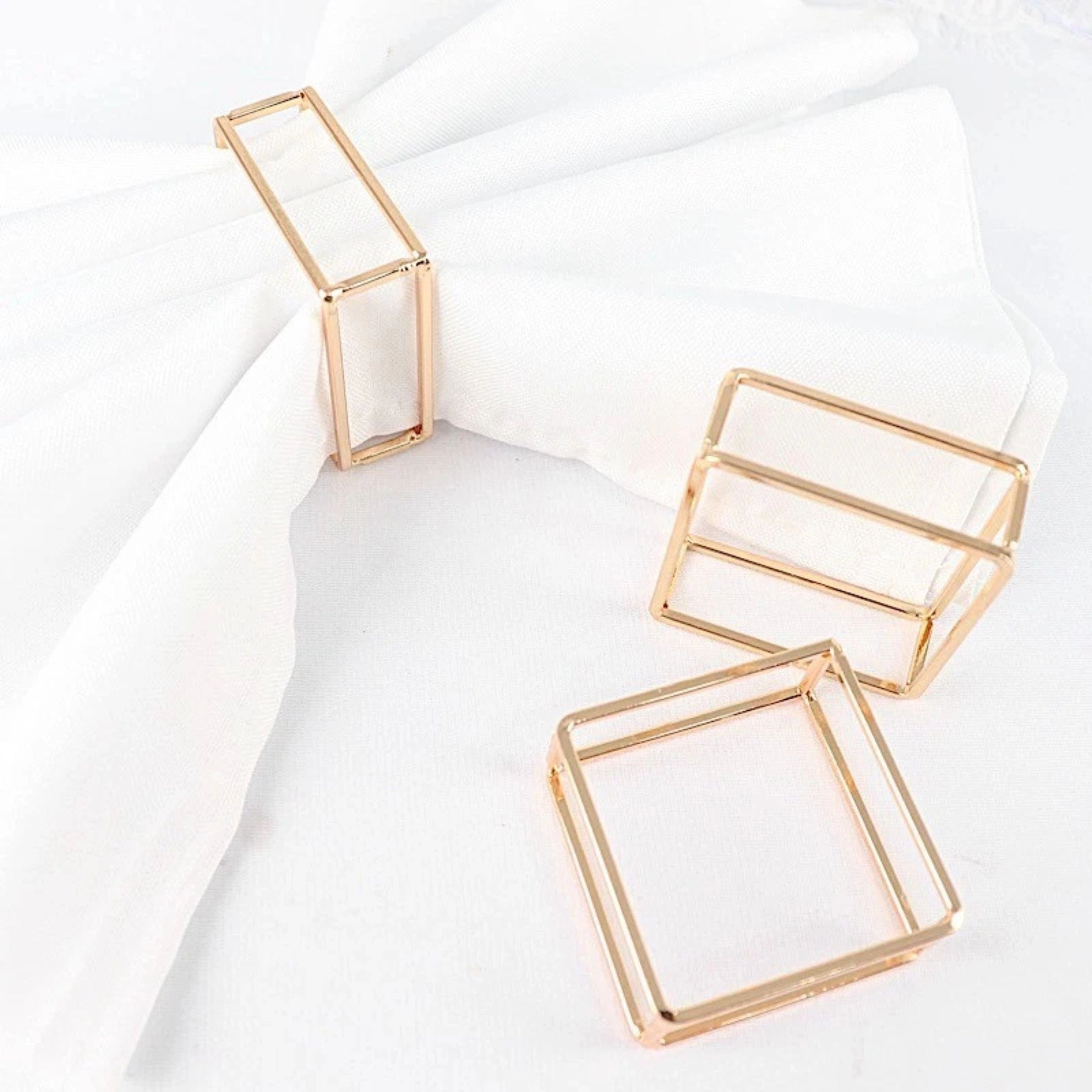 Home Collection 2-Inch Square Metal Napkin Rings- Set of 4