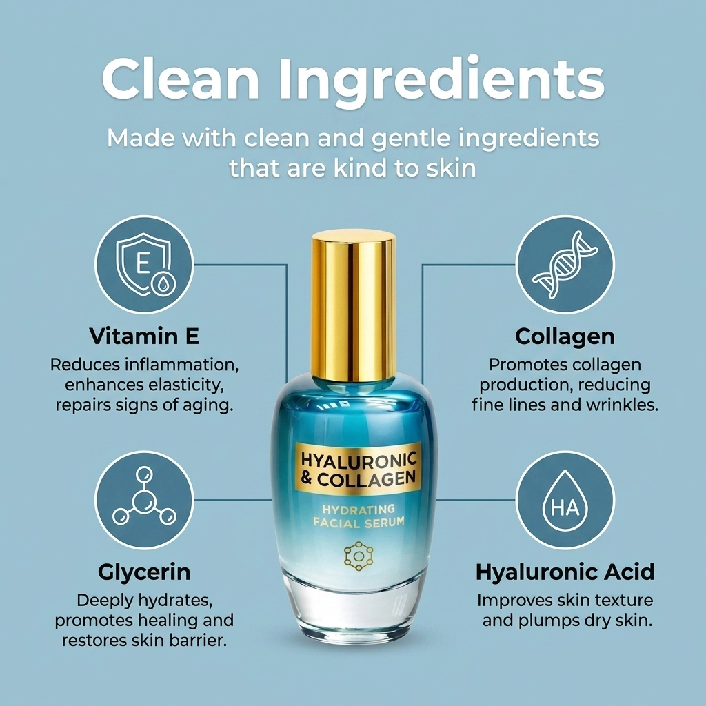 Lovery Hyaluronic Acid & Collagen Wrinkle-Reducing Facial Serum -Korean Skincare Hydrating Treatment