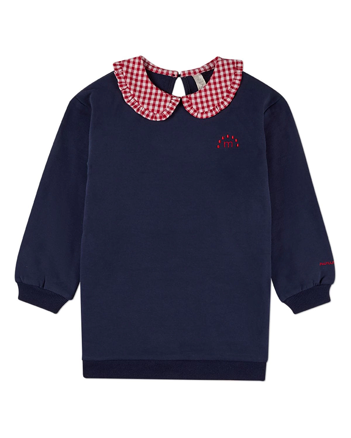 MeMoi Kids Girls Gingham-Ruffled-Collar Cotton-Rich Fleece Sweatshirt Dress