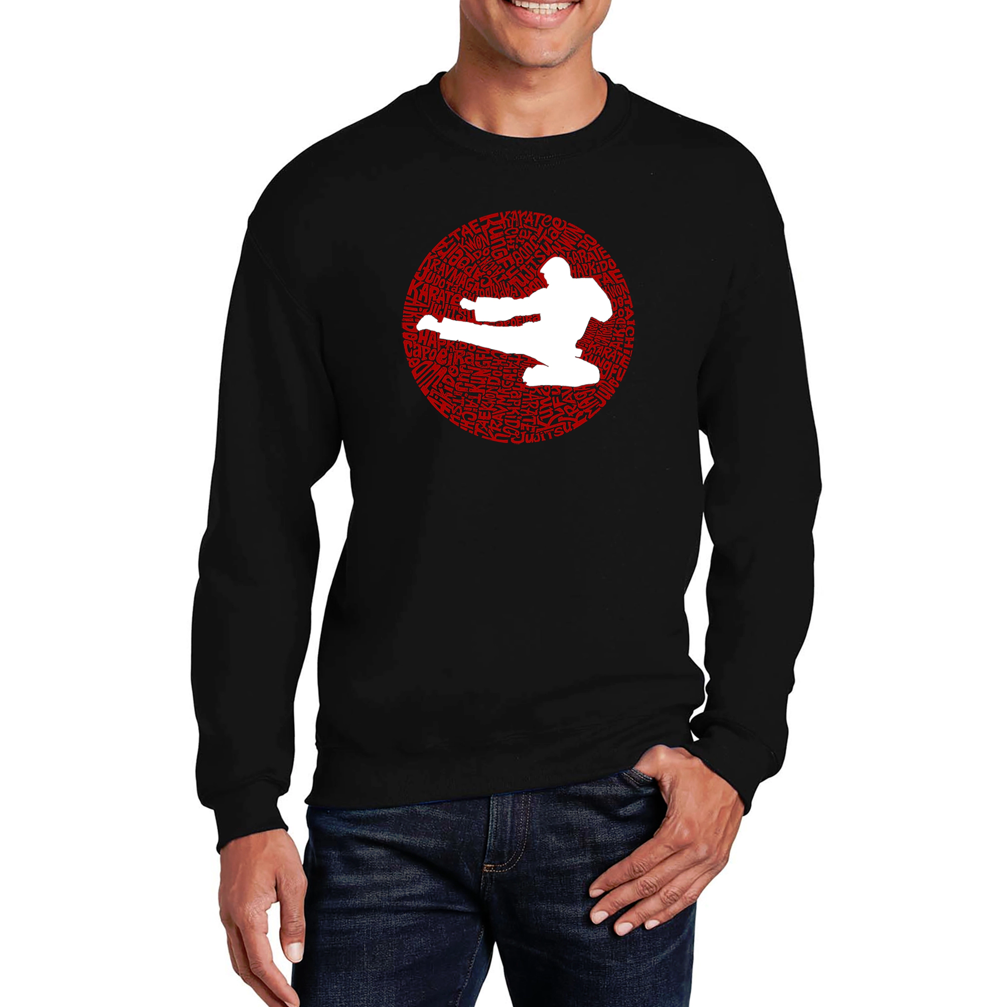 LA Pop Art Types Of Martial Arts - Mens Word Crew Sweatshirt