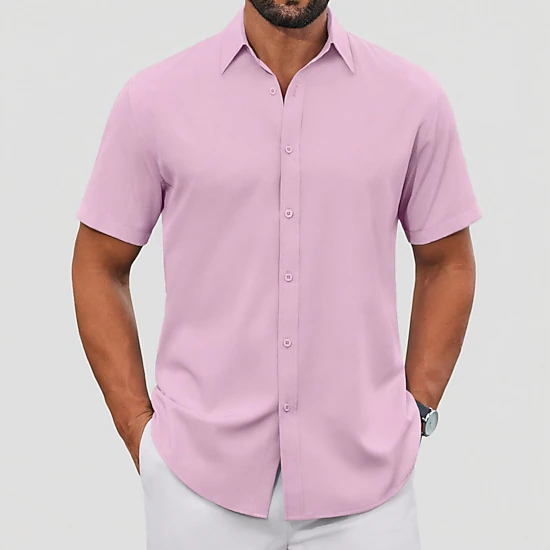 COOFANDY Mens Dressy Short Sleeve Shirts  Lapel Collar Button Down Casual Tops