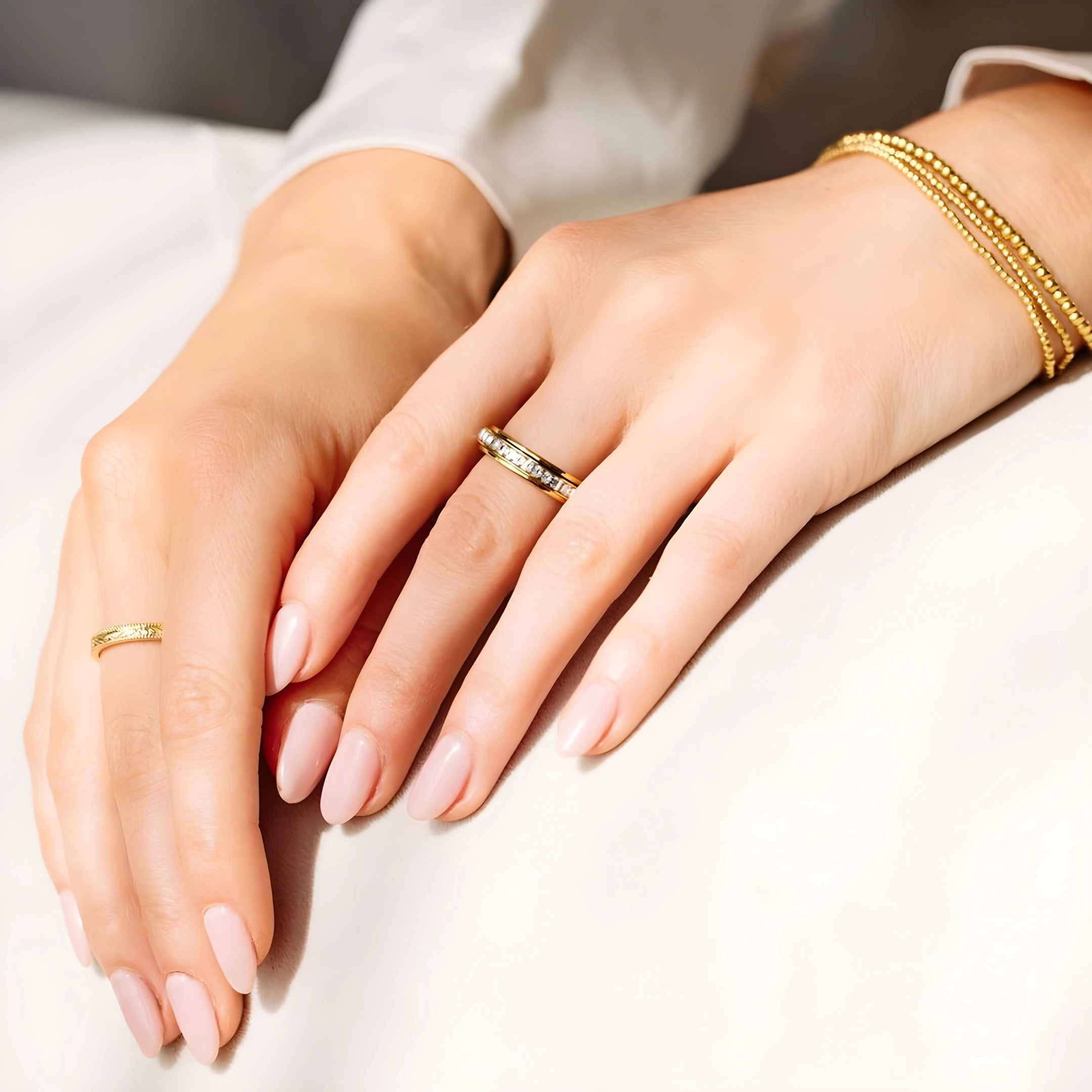 Mint & Lily Women's Crystal Spinning Fidget Ring