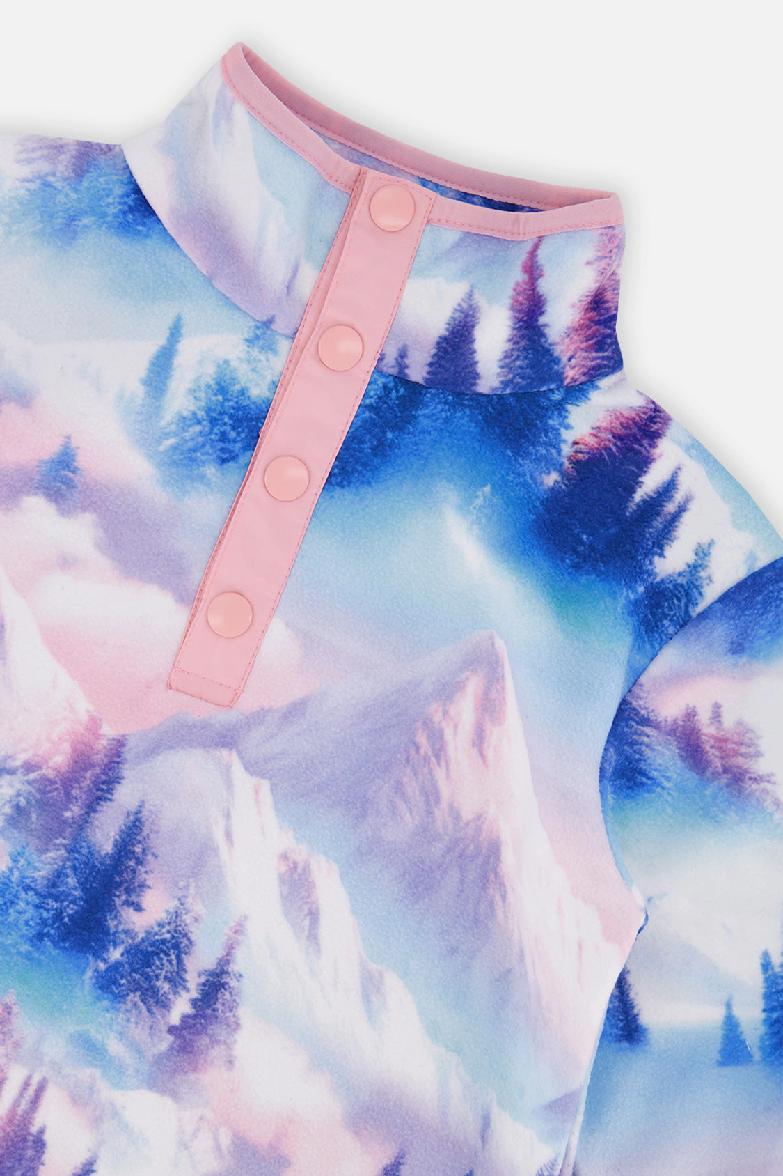 Deux par Girls Mountain Print Mid-Season Plush Pop-Over Polar Jacket