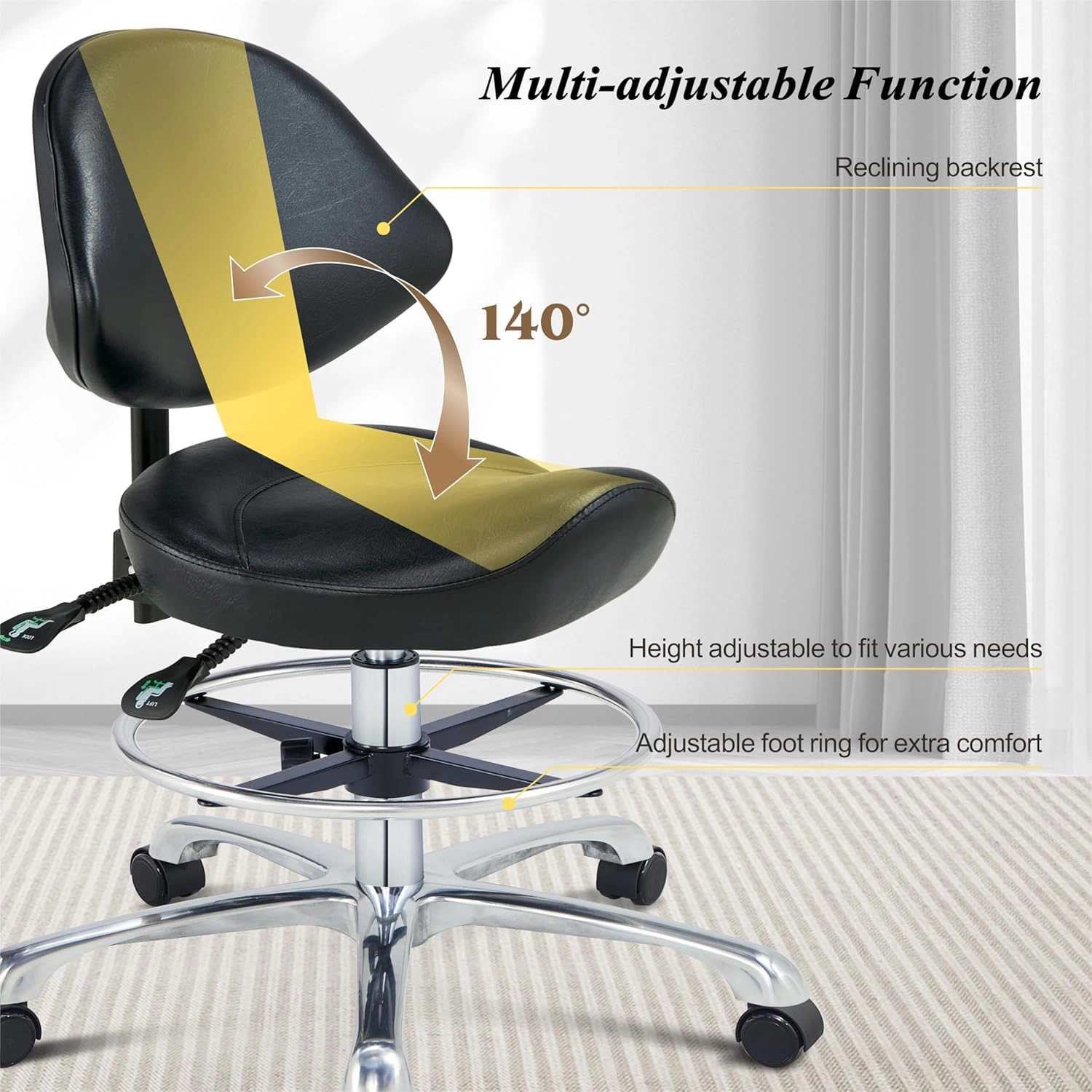 Platinum-Level Office Chairs Ergonomic Saddle Stool Chair, Swivel Hydraulic Tilt