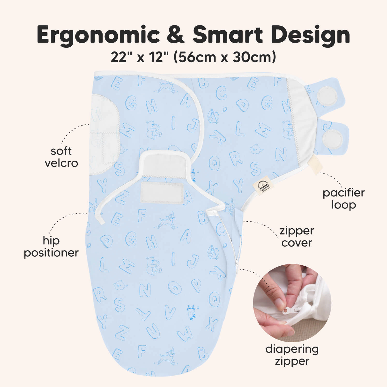 KeaBabies 3-Pack Soothe Zippy Swaddle Wrap