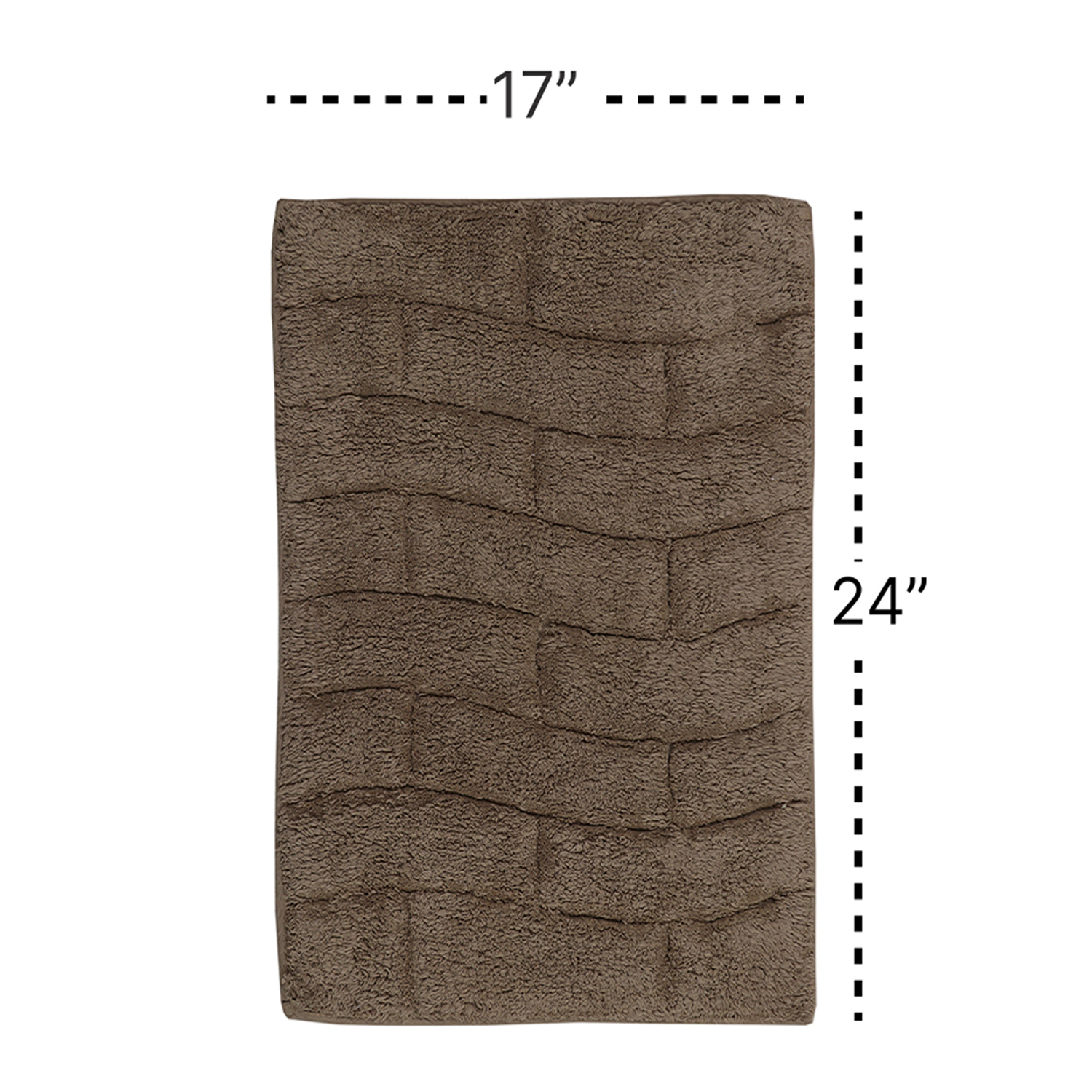 Knightsbridge Stylish And Comfortable All Season Traditional New Tile Design Cotton Bath Rug 17" X 24" Stone