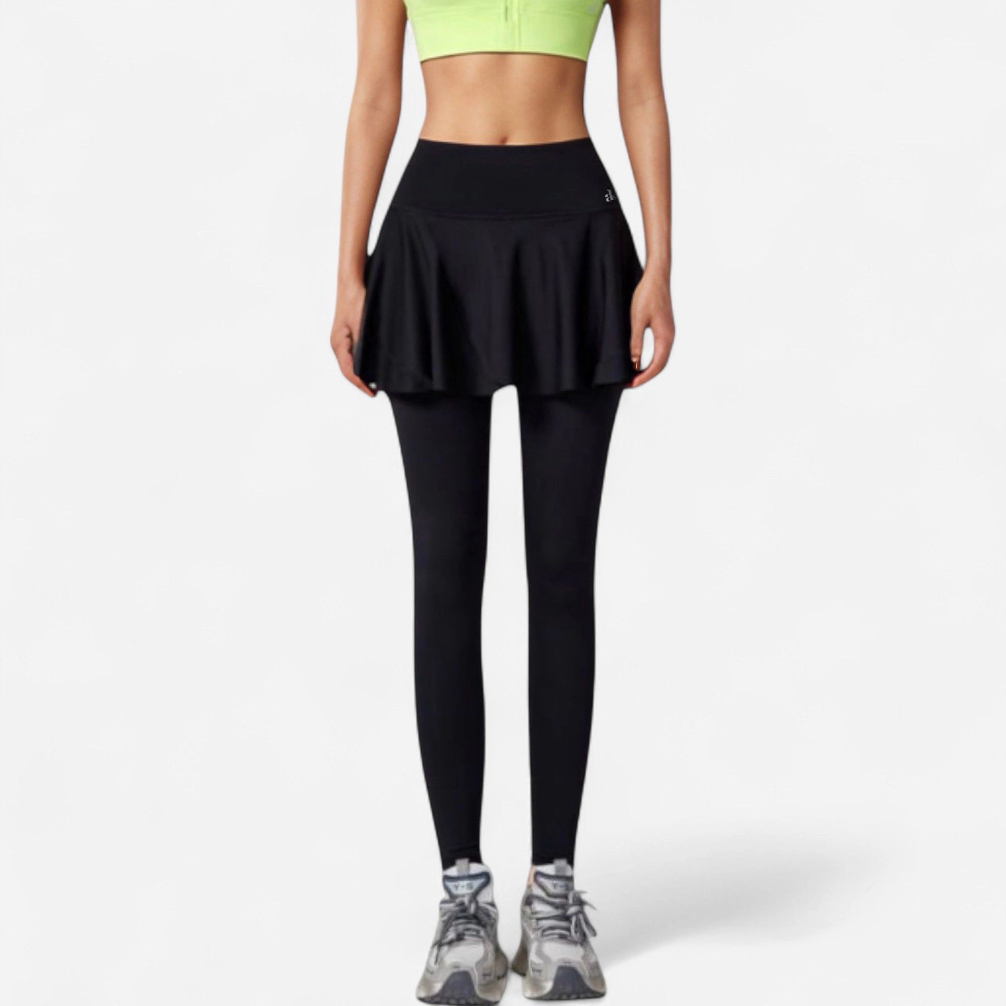 Anna-Kaci Active Women's High Waist Leggings with Attached Flowy Skirt Overlay for and Casual Wear