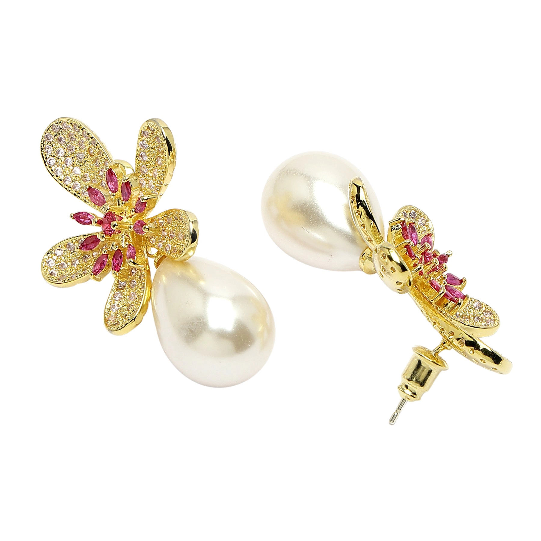 AGP PARIS Womens Diva Collection Sparkling Floral Drop Earrings