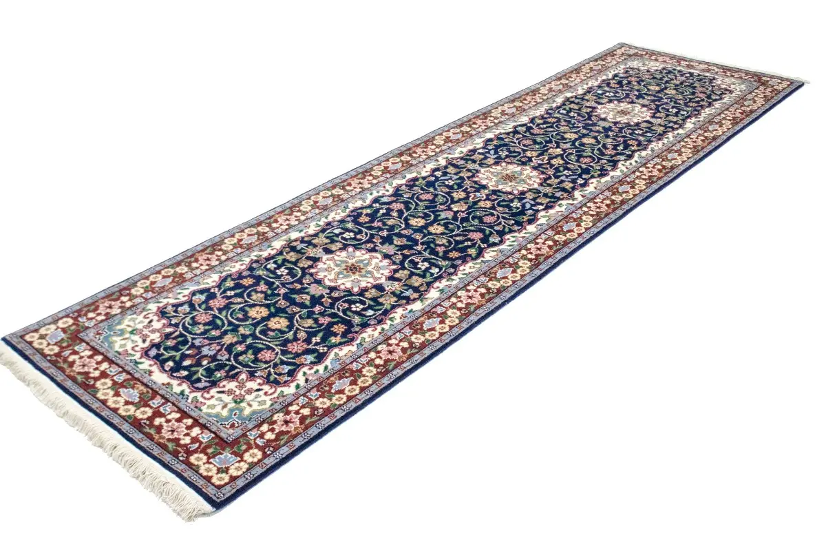 Magic Rugs Navy Blue Floral Kirman 3X10 Oriental Runner Rug