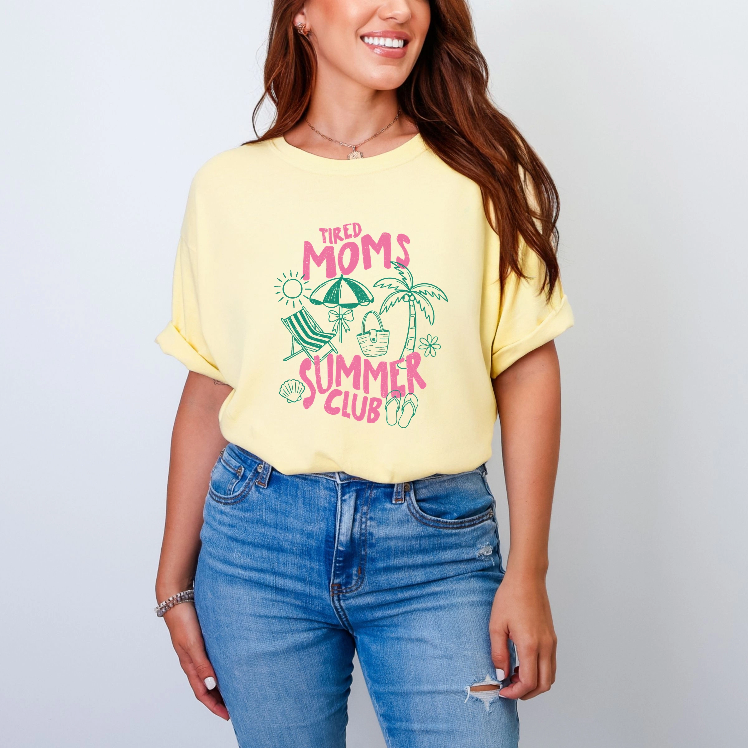 Simply Sage Market - Tired Moms Summer Club Women's Garment Dyed Graphic T-Shirt